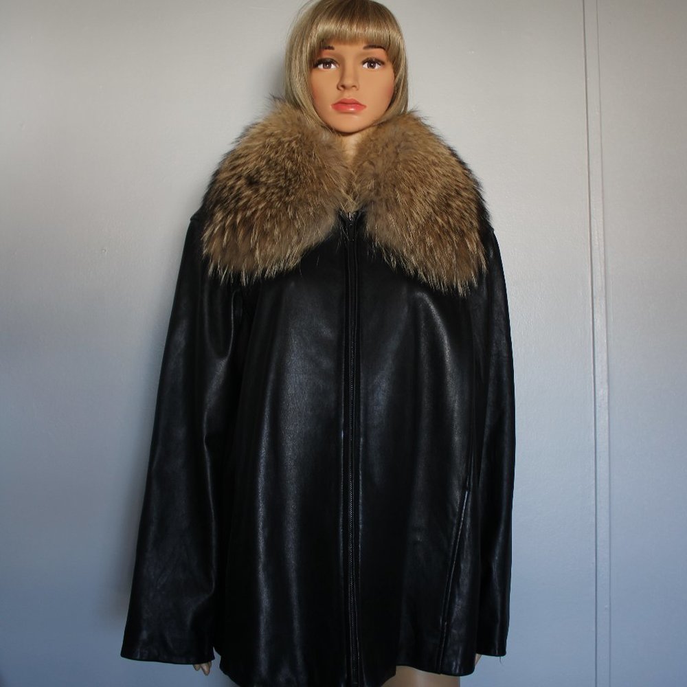 #403 Lamb leather/raccoon fur jacket